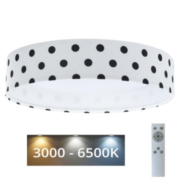 Luminária de teto infantil LED regulável SMART GALAXY KIDS LED/24W/230V 3000-6500K pontos branco/preto + comando à distância
