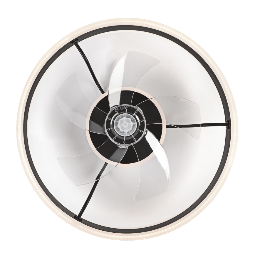 Luminária de teto LED dimmerizável com ventilador APOLLO LED/38W/230V preta + controlo remoto