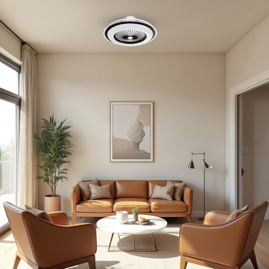 Luminária de teto LED dimmerizável com ventilador ZEPHYR LED/48W/230V 3000-6000K preta + controlo remoto