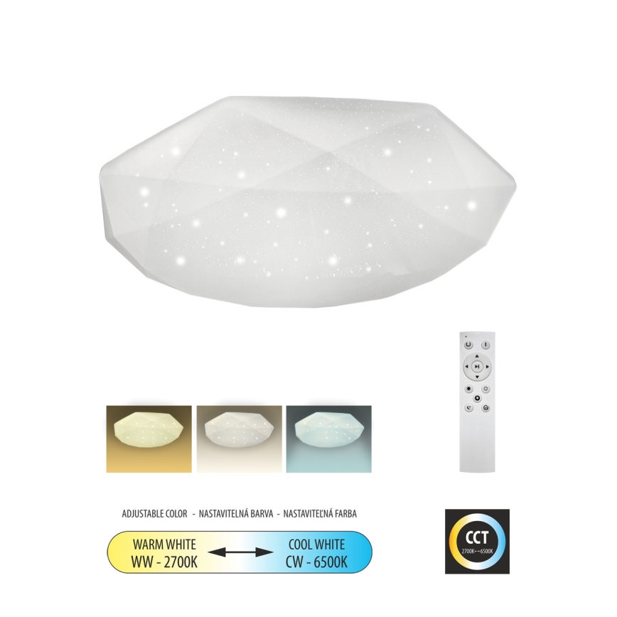 Luminária de teto LED dimmerizável INDUS LED/60W/230V 2700-6500K diâmetro 58 cm + controlo remoto
