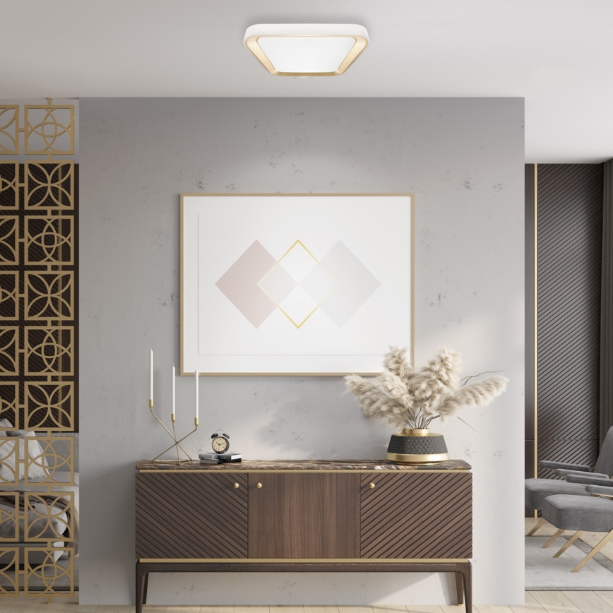 Luminária de teto LED dimmerizável QUADRO LED/38W/230V 3000-6000K branco/dourado + comando à distância