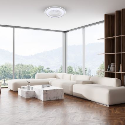 Luminária de teto LED dimmerizável com ventilador ZONDA LED/48W/230V 3000-6000K prata + controlo remoto