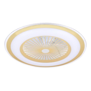 Luminária de teto LED dimmerizável com ventilador ZEPHYR LED/48W/230V 3000-6000K dourada + controlo remoto