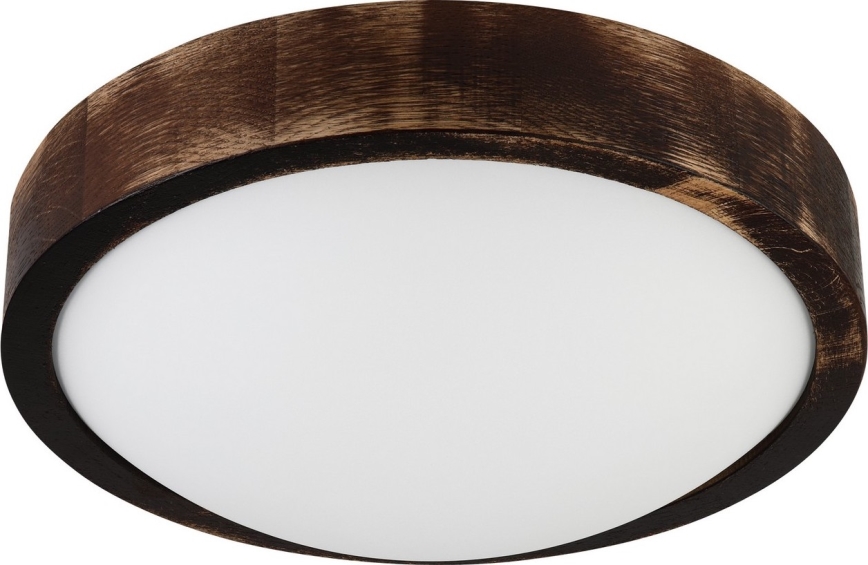 Luminária de teto OAK SLIM LED, 20W, 230V, 4000K, Ø 27 cm, carvalho/castanho-escuro