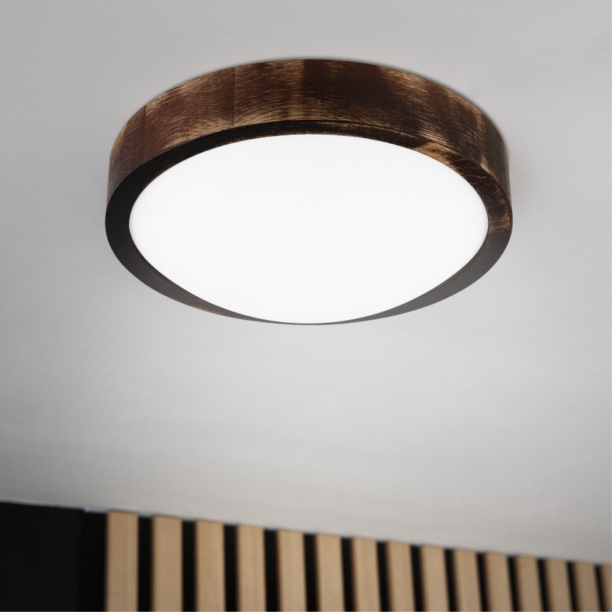 Luminária de teto OAK SLIM LED, 20W, 230V, 4000K, Ø 27 cm, carvalho/castanho-escuro