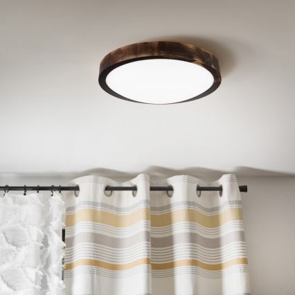 Luminária de teto OAK SLIM LED, 20W, 230V, 4000K, Ø 27 cm, carvalho/castanho-escuro