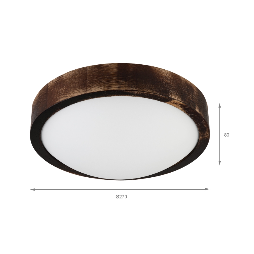 Luminária de teto OAK SLIM LED, 20W, 230V, 4000K, Ø 27 cm, carvalho/castanho-escuro
