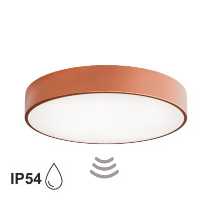 Candeeiro de tecto para casa de banho com sensor CLEO 4xE27/24W/230V, Ø 50 cm, IP54, acabamento em cobre