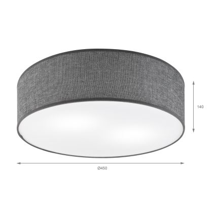 Luminária de teto SIRJA 2xE27/15W/230V, Ø 45 cm, cinzenta