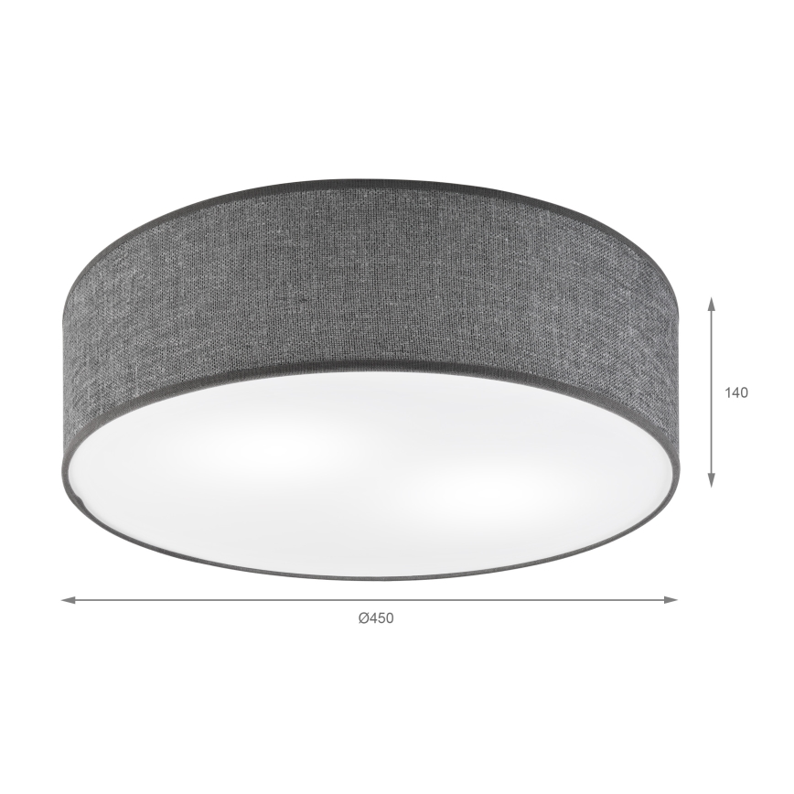 Luminária de teto SIRJA 2xE27/15W/230V, Ø 45 cm, cinzenta