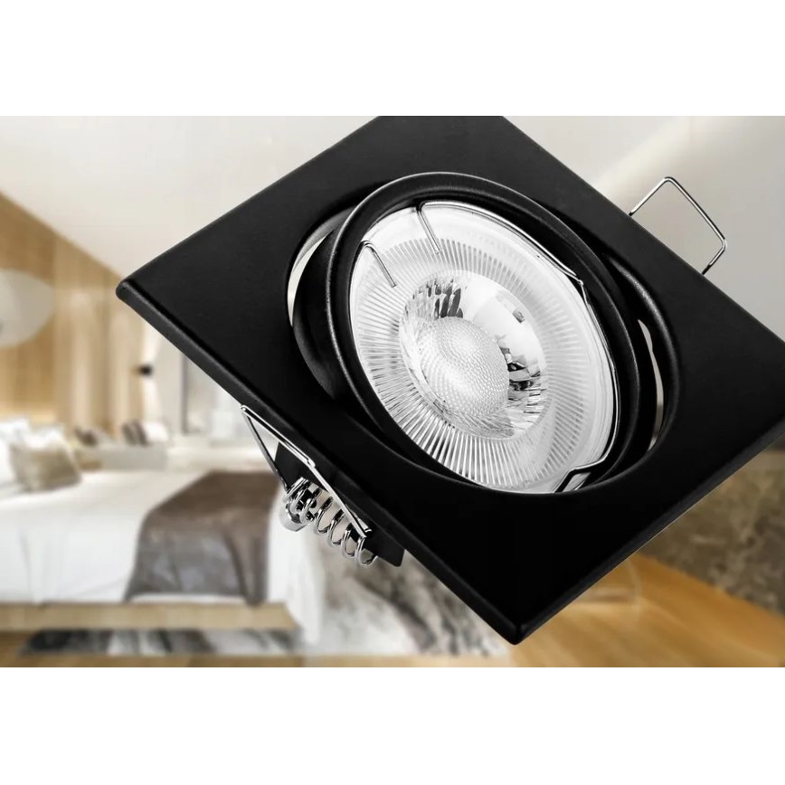 Luminária embutida de teto 1xGU10/MR16/10W/230V 9x9 cm preta