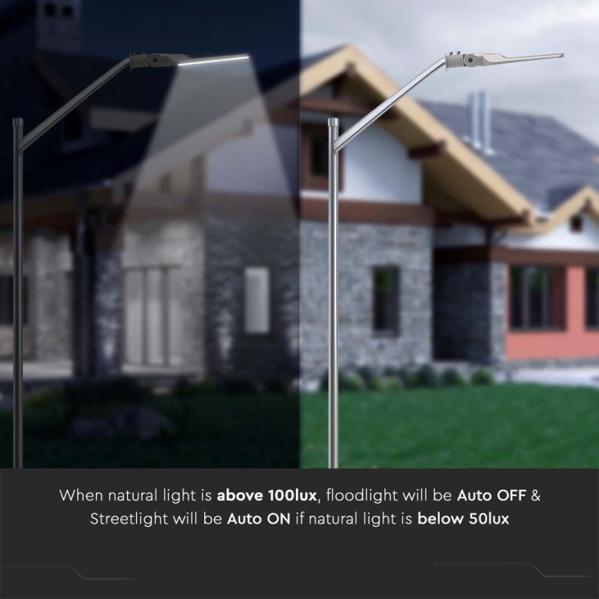 Luminária de Rua LED com Sensor Crepuscular CHIP SAMSUNG LED/100W/230V 6500K IP65 cinza