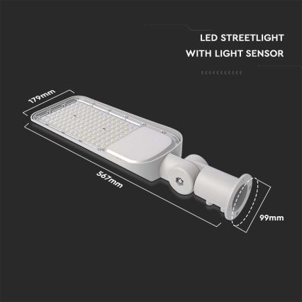 Luminária de Rua LED com Sensor Crepuscular CHIP SAMSUNG LED/100W/230V 6500K IP65 cinza