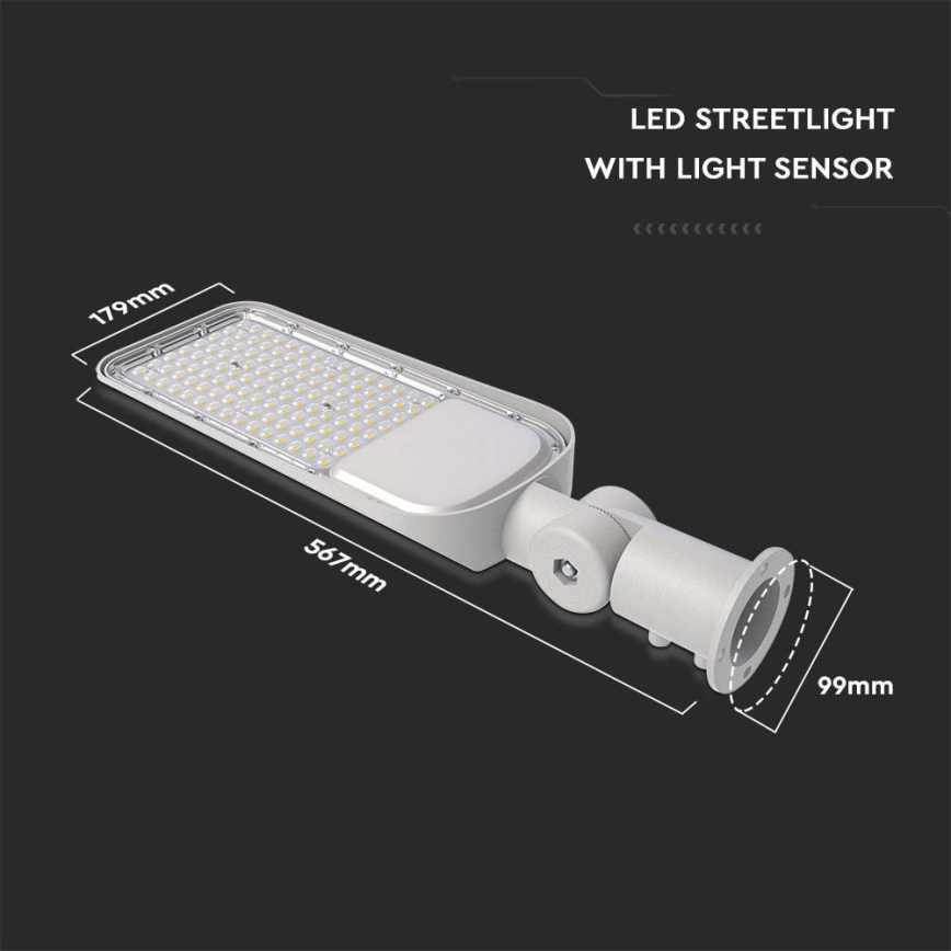 Luminária de Rua LED com Sensor Crepuscular CHIP SAMSUNG LED/100W/230V 6500K IP65 cinza
