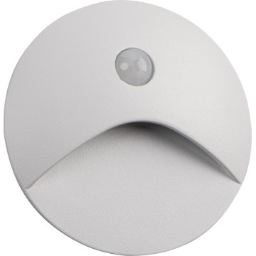 Luminária LED para escadas com sensor de movimento e crepúsculo EXIN LED/2,5W/230V 3000K IP65 branca redonda