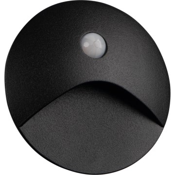 Luminária LED para escadas EXIN com sensor de movimento e crepuscular LED/2,5W/230V 4000K IP65 preta redonda