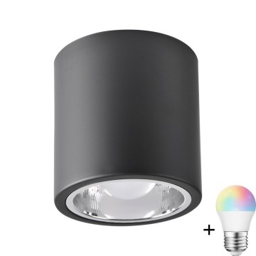 Luminária LED RGBW JUPITER dimerizável 1xE27/6,5W/230V 2700-6500K Wi-Fi diâmetro 13 cm preta