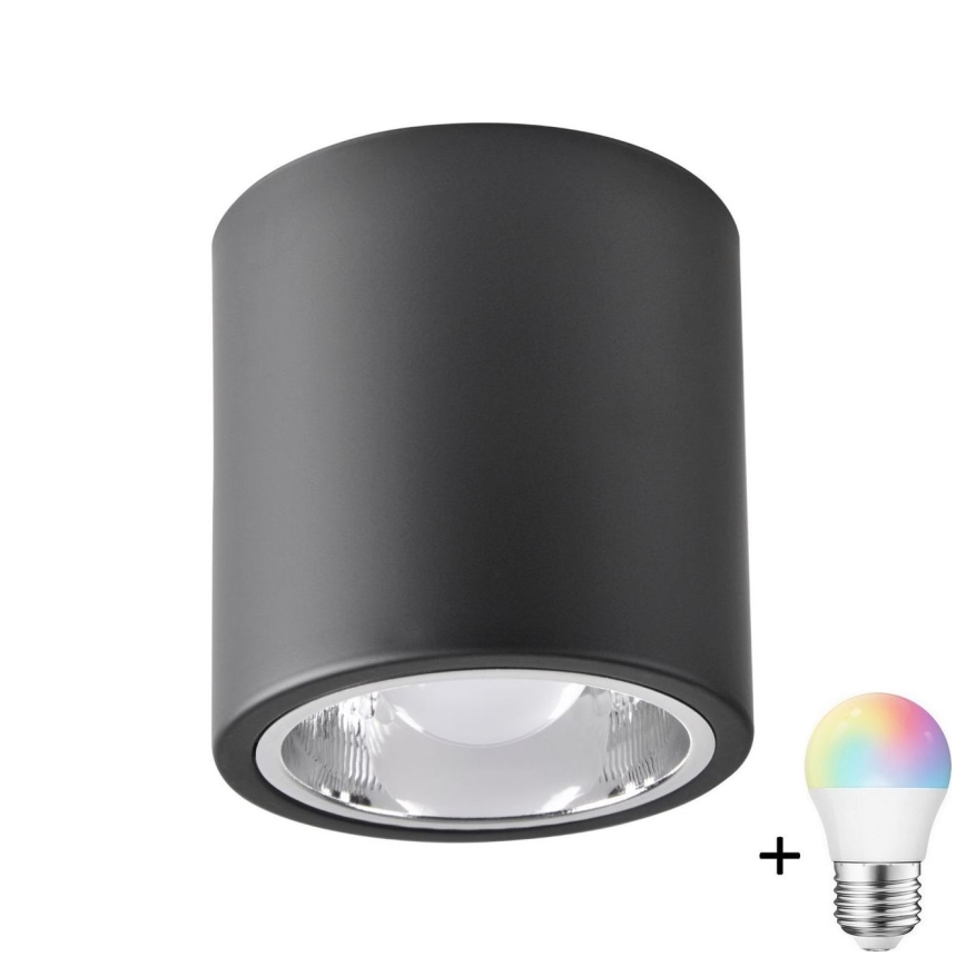 Luminária LED RGBW JUPITER dimerizável 1xE27/6,5W/230V 2700-6500K Wi-Fi diâmetro 13 cm preta