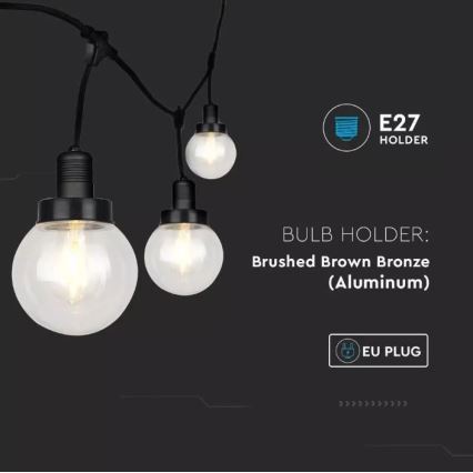 Luminária de Jardim LED Suspensa PREMIUM STRING 3m 6xE27/60W/230V IP65