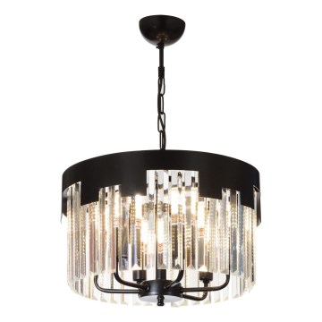Luminária pendente CRYSTALLINE 6xE27/40W/230V Preta