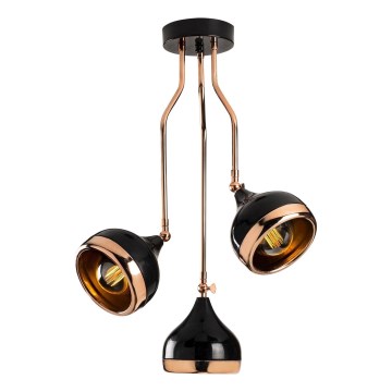 Luminária pendente YILDO 3xE27/40W/230V preta/cobre
