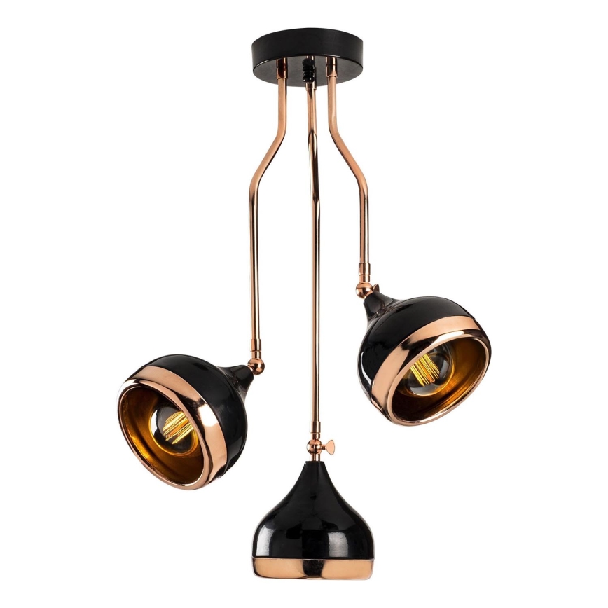 Luminária pendente YILDO 3xE27/40W/230V preta/cobre