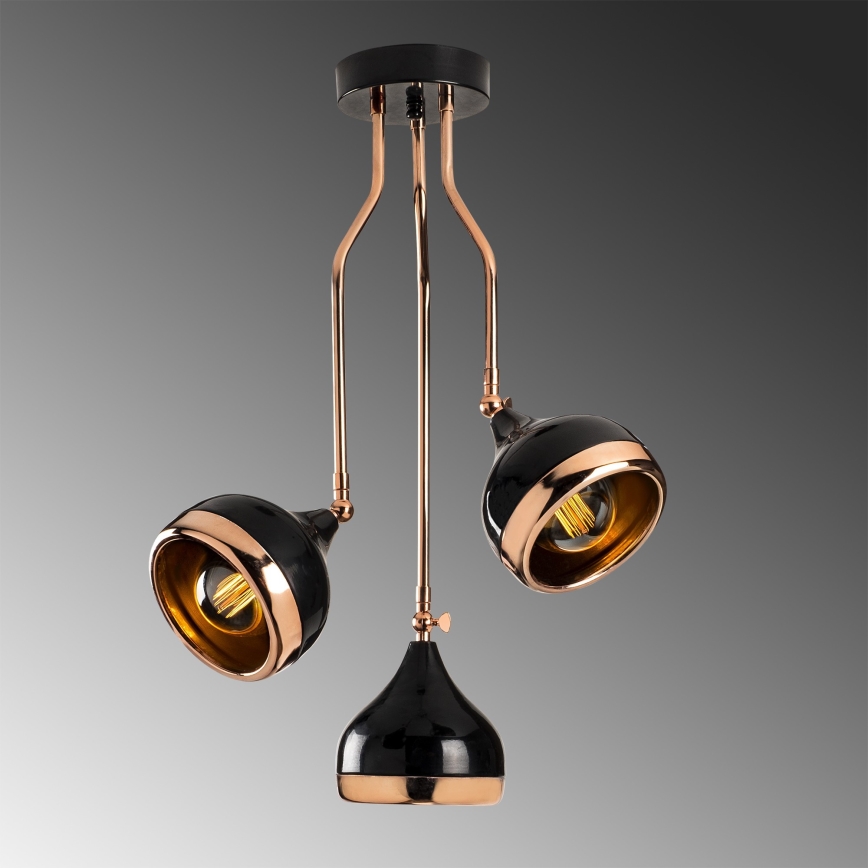 Luminária pendente YILDO 3xE27/40W/230V preta/cobre
