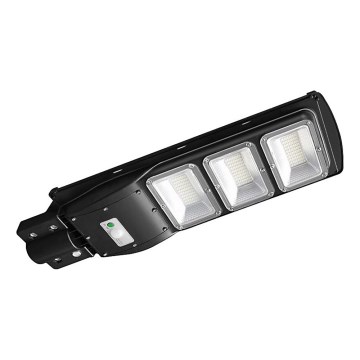 Luminária solar de LED regulável para rua com sensor de movimento e crepúsculo LED/12W/3,2V 6000K IP65 10000 mAh preta + controlo remoto