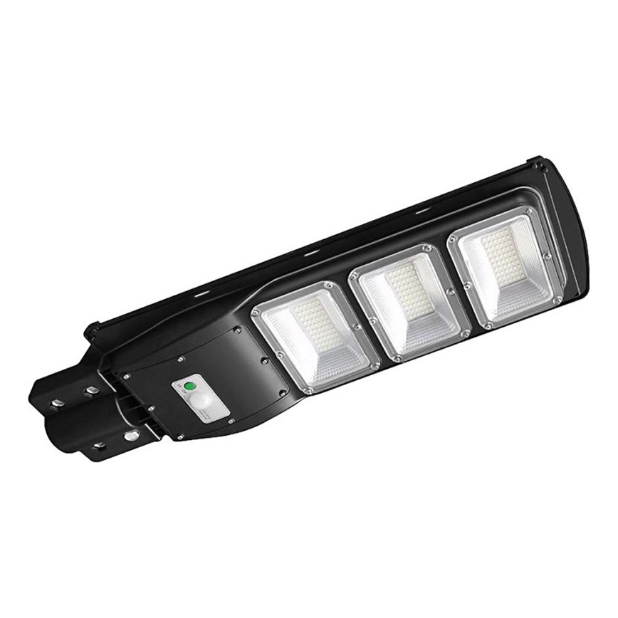 Luminária solar de LED regulável para rua com sensor de movimento e crepúsculo LED/12W/3,2V 6000K IP65 10000 mAh preta + controlo remoto
