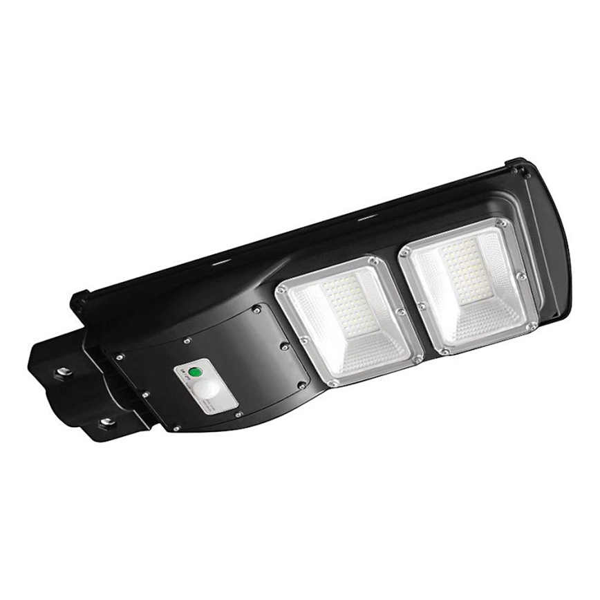 Luminária solar de rua LED regulável com sensor de movimento e crepúsculo LED/8W/3,2V 6000K IP65 9000 mAh preta + controlo remoto