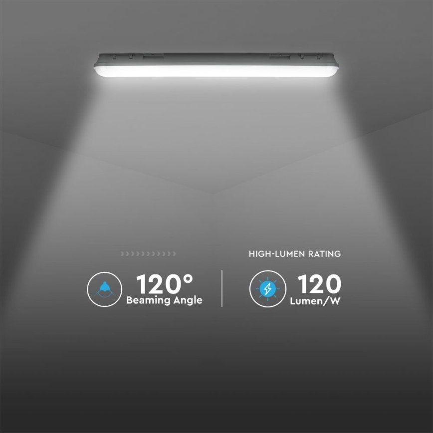 Luminária técnica fluorescente LED com chip SAMSUNG, 18W, 230V, 6500K, IP65, 60 cm
