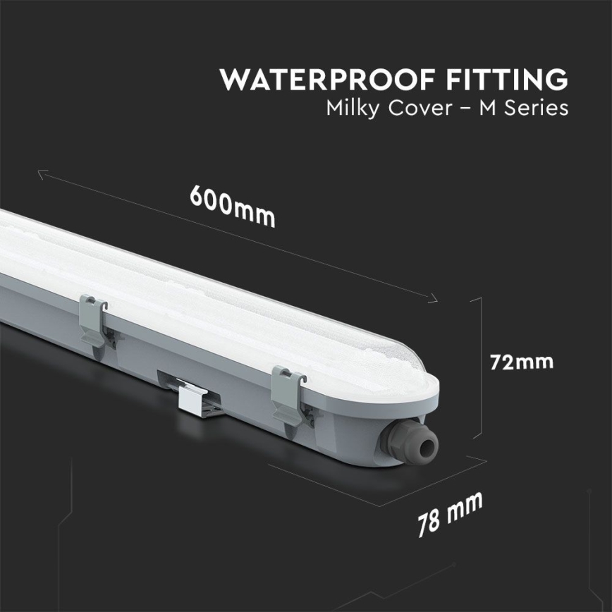 Luminária técnica fluorescente LED com chip SAMSUNG, 18W, 230V, 6500K, IP65, 60 cm