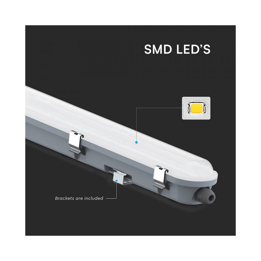 Luminária técnica LED tipo fluorescente com módulo de emergência LED/48W/230V 6500K IP65 2200 mAh 150 cm