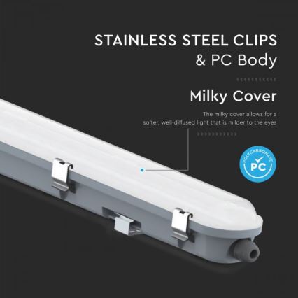 Luminária técnica LED tipo fluorescente com módulo de emergência LED/48W/230V 6500K IP65 2200 mAh 150 cm
