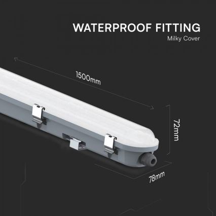 Luminária técnica LED tipo fluorescente com módulo de emergência LED/48W/230V 6500K IP65 2200 mAh 150 cm