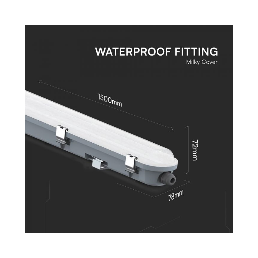 Luminária técnica LED tipo fluorescente com módulo de emergência LED/48W/230V 6500K IP65 2200 mAh 150 cm