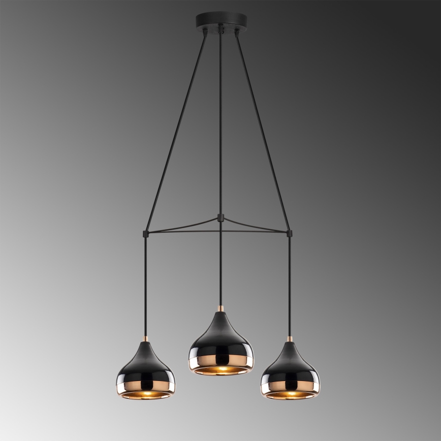 Luminária YILDO 3xE27/40W/230V preta/cobre