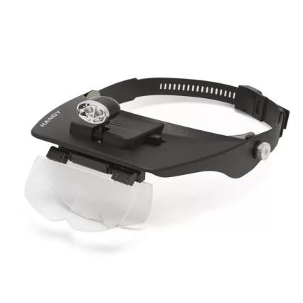 Lupa para a testa com iluminação LED 2xAAA + conjunto de lentes