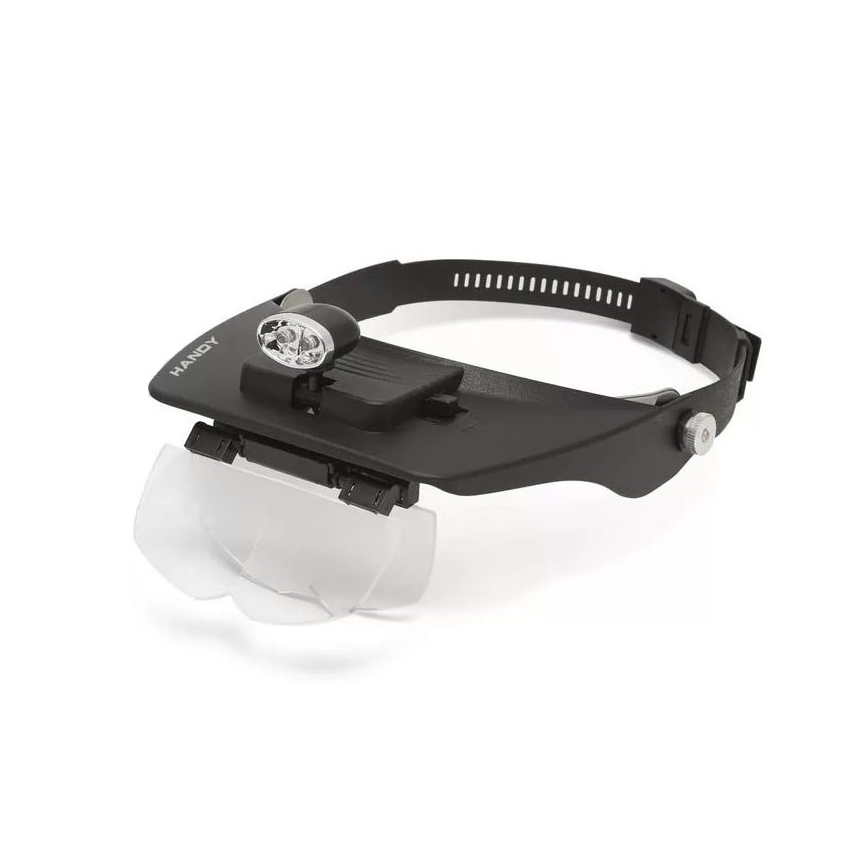Lupa para a testa com iluminação LED 2xAAA + conjunto de lentes