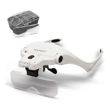 Lupa para a testa com iluminação LED 3xAAA + conjunto de lentes