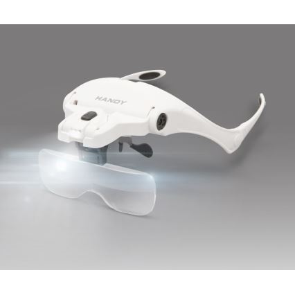 Lupa para a testa com iluminação LED 3xAAA + conjunto de lentes