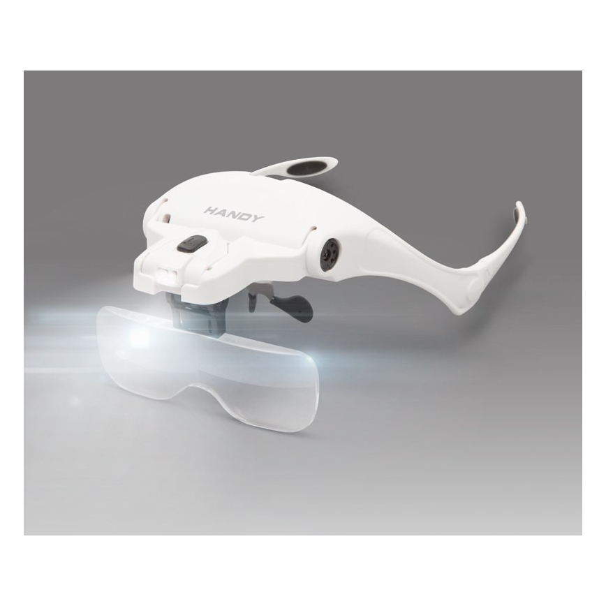 Lupa para a testa com iluminação LED 3xAAA + conjunto de lentes