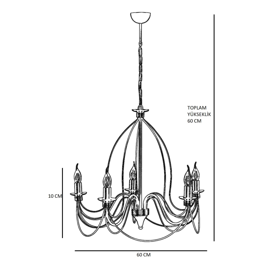 Lustre CLASSIC suspenso por corrente, 5xE14/40W/230V, bronze