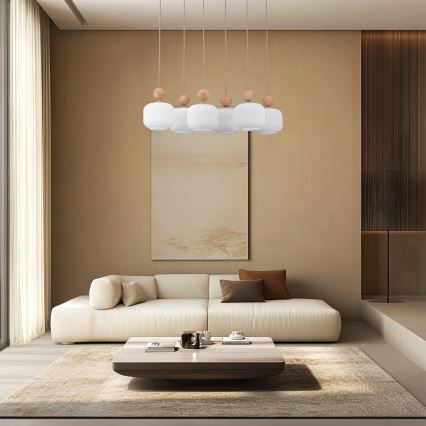 Lustre com cabo BALLO 6xE14/10W/230V bege