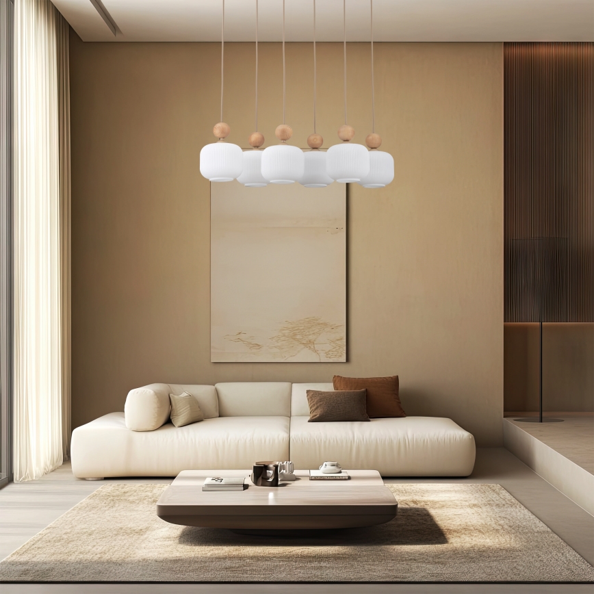 Lustre com cabo BALLO 6xE14/10W/230V bege