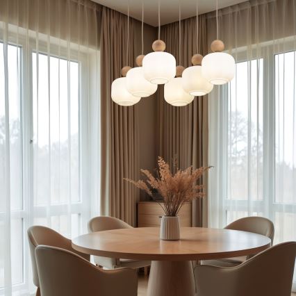 Lustre com cabo BALLO 6xE14/10W/230V bege