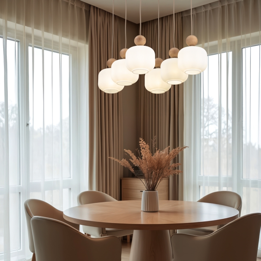 Lustre com cabo BALLO 6xE14/10W/230V bege