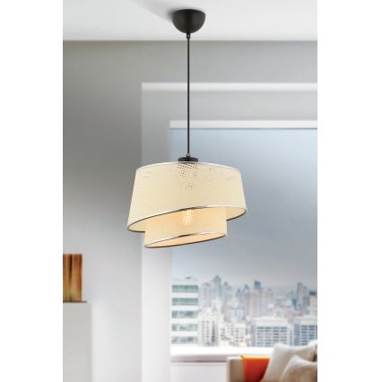 Lustre com cabo BARETTE 1xE27/60W/230V creme/cromado brilhante