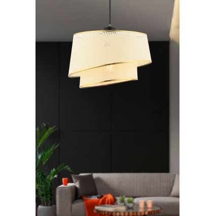Lustre com cabo BARETTE 1xE27/60W/230V creme/dourado