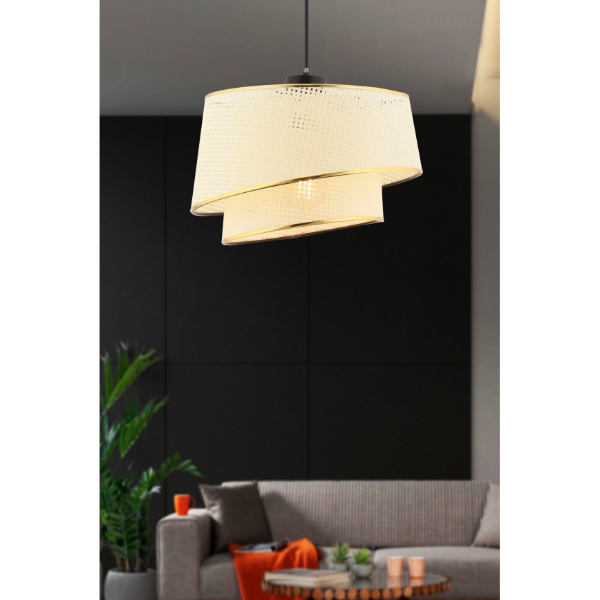 Lustre com cabo BARETTE 1xE27/60W/230V creme/dourado